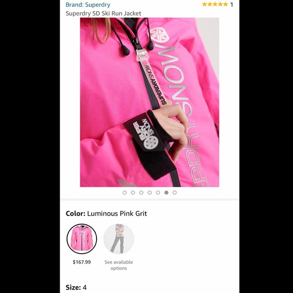 NWT! Superdry SD Ski Run Jacket in Luminous Pink - Picture 6 of 8